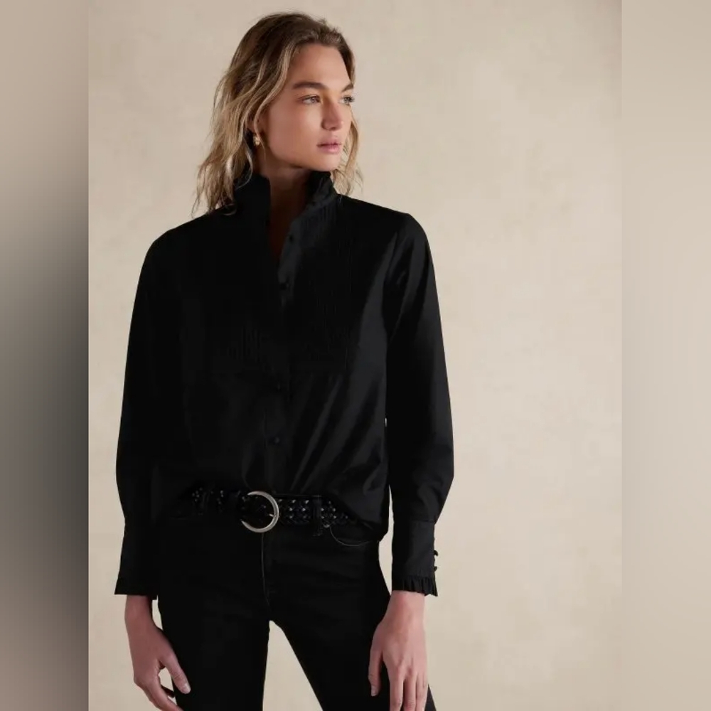 Banana Republic Factory Pintuck Ruffle Shirt